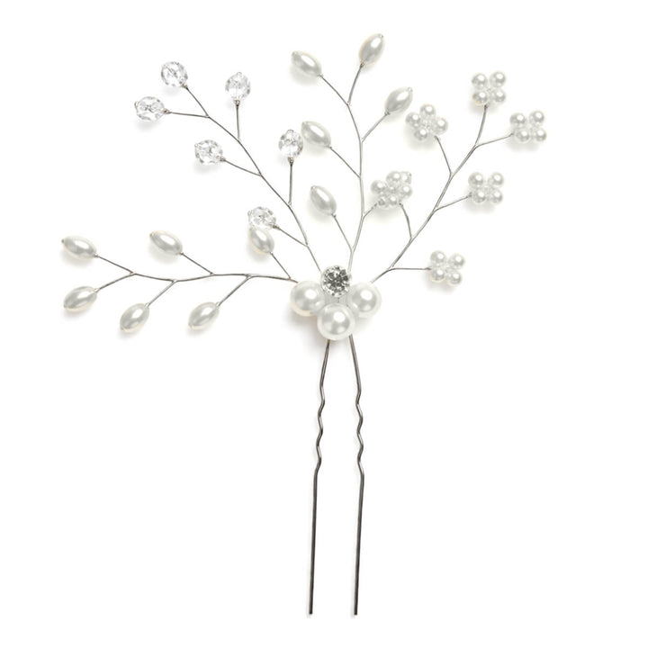 Helmi- ja lasikivikoristeinen hiuskoru juhlakampaukseen – muotoiltava hengetön pinni