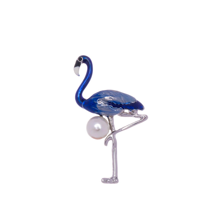 Flamingo-Brosche mit Perle