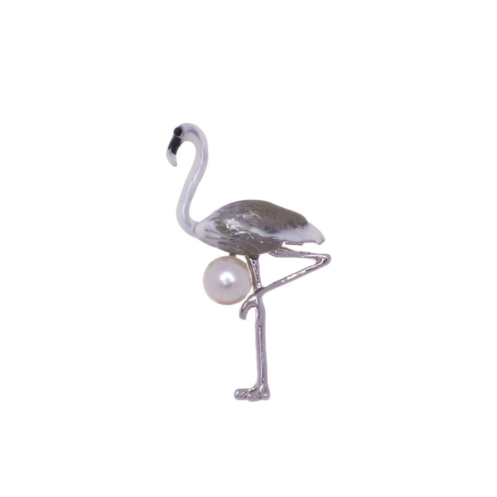 Flamingo-Brosche mit Perle