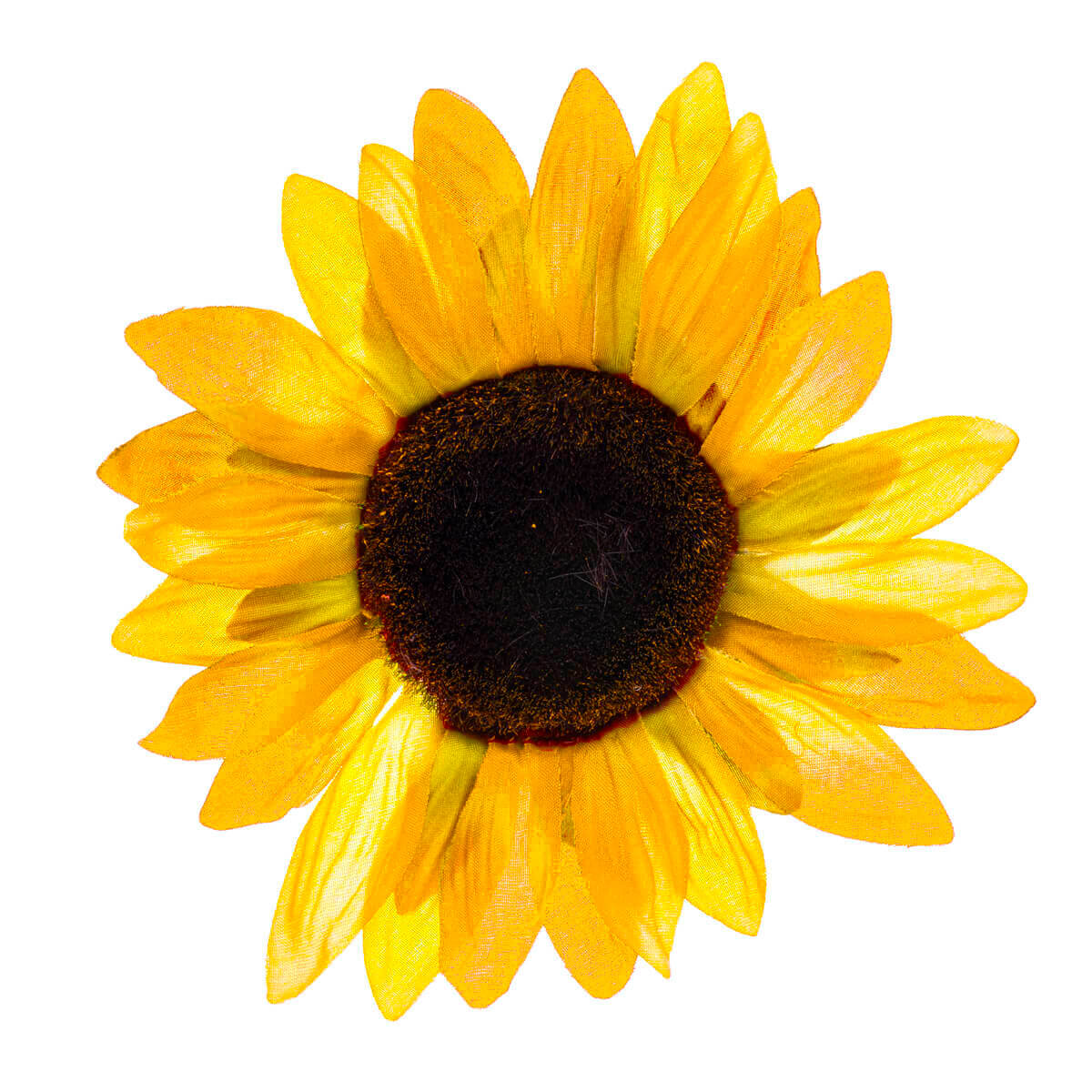 Näyttävä auringonkukka hiuskukka ja pukukukka 12cm