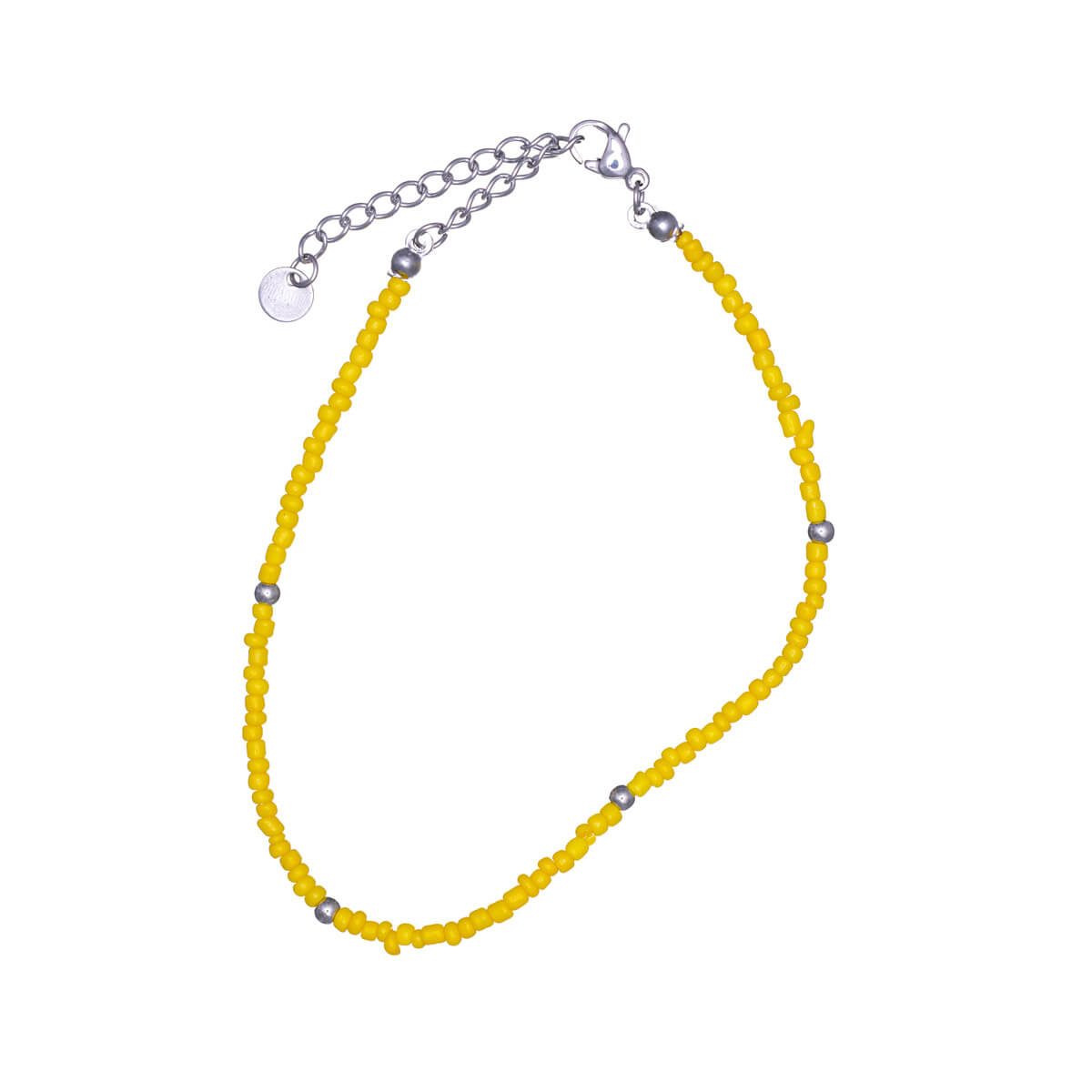 Steel ankle chain with small coloured beads (Steel 316L)
