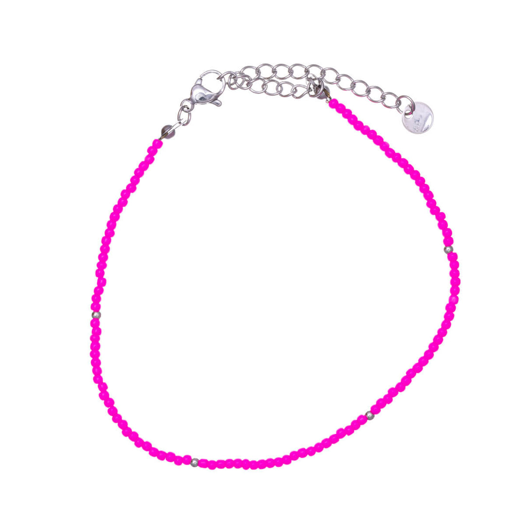 Steel ankle chain with small coloured beads (Steel 316L)