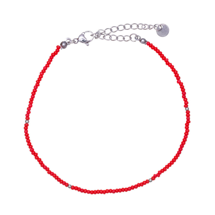 Steel ankle chain with small coloured beads (Steel 316L)