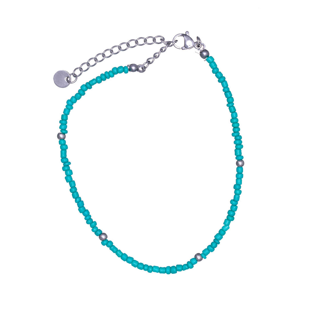 Steel ankle chain with small coloured beads (Steel 316L)