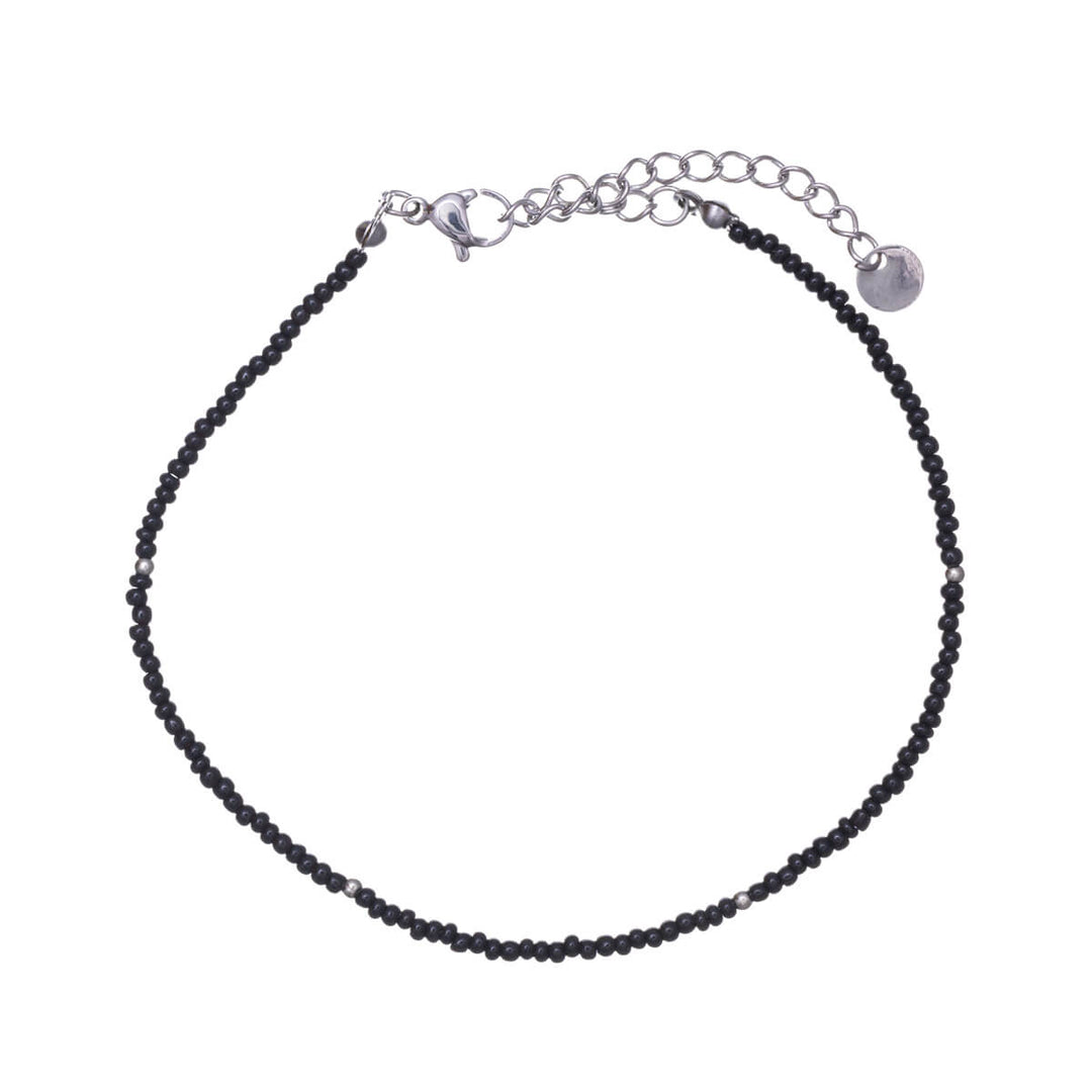 Steel ankle chain with small coloured beads (Steel 316L)