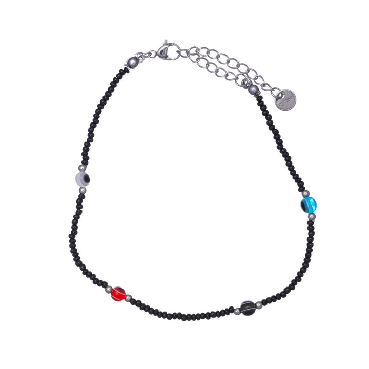 Colourful steel ankle chain evil eye (Steel 316L)