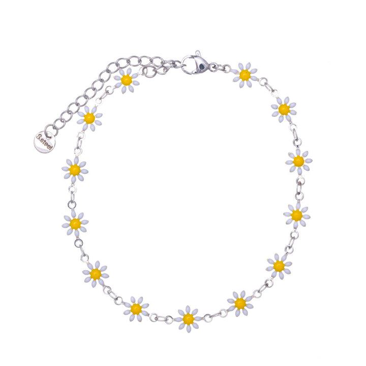 Gänseblümchen-Knöchelkette Stahl-Knöchelarmband (Stahl 316L)