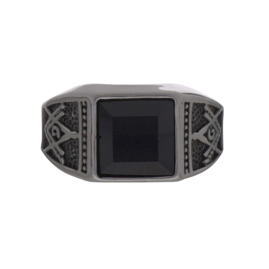 Black stoned wedding ring (steel 316L)