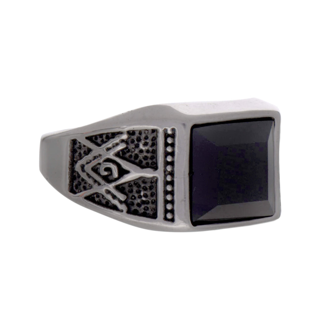 Black stoned wedding ring (steel 316L)