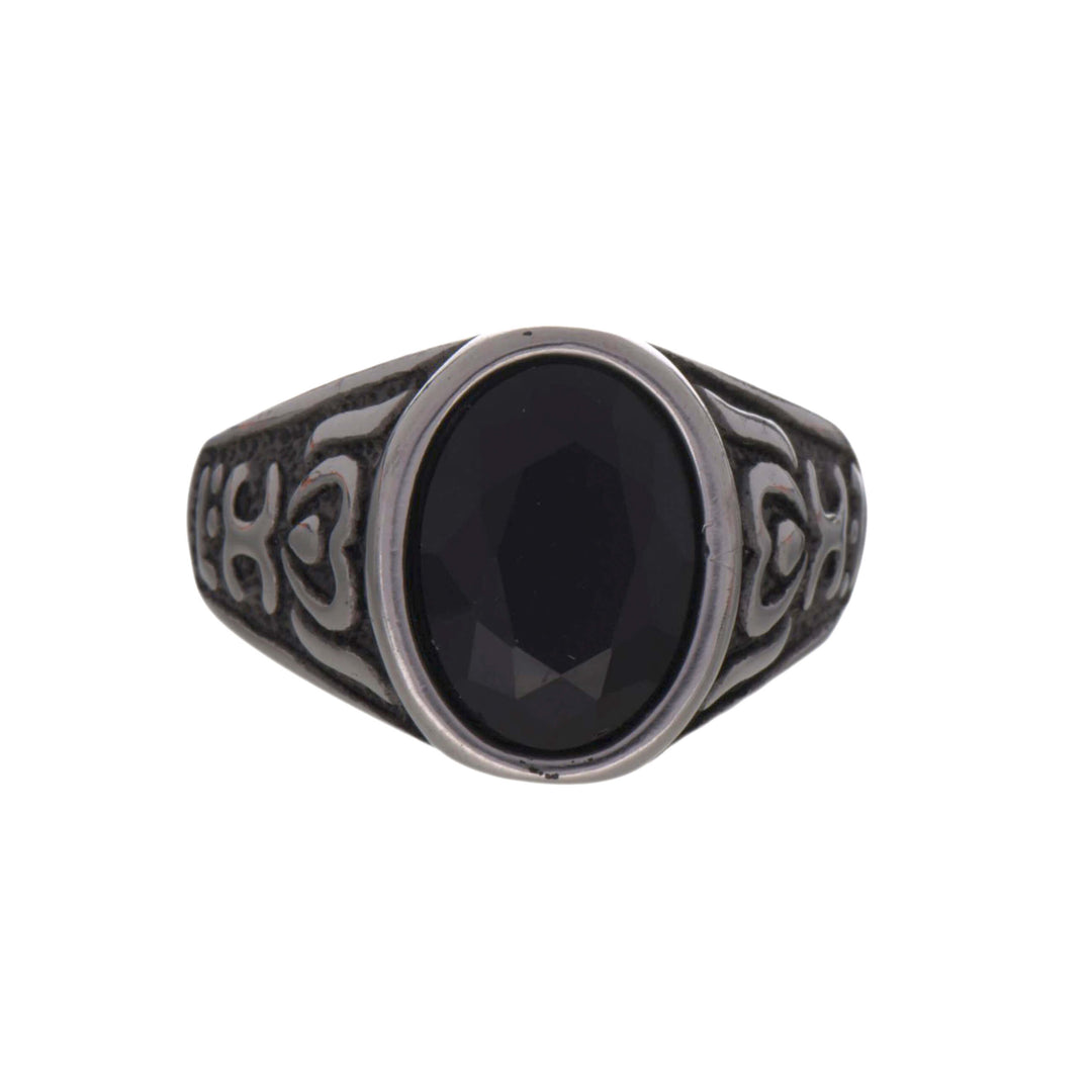 Black stoned wedding ring (steel 316L)