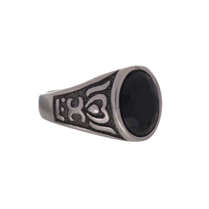 Black stoned wedding ring (steel 316L)