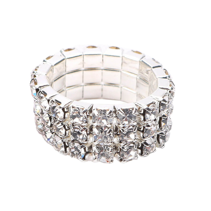 Elastic rhinestone ring 3 rows