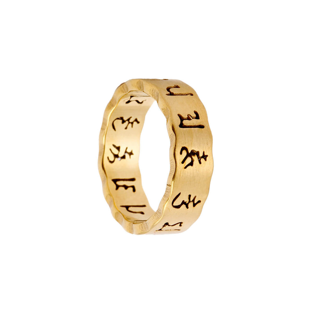 Textured brushed golden steel ring 6mm (steel 316L)