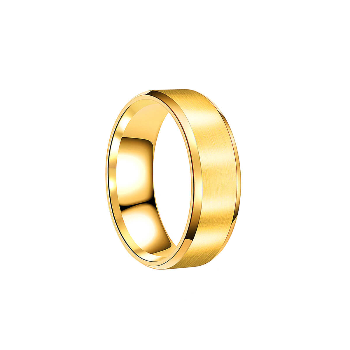 Brushed gold plated steel ring 8mm (Steel 316L)