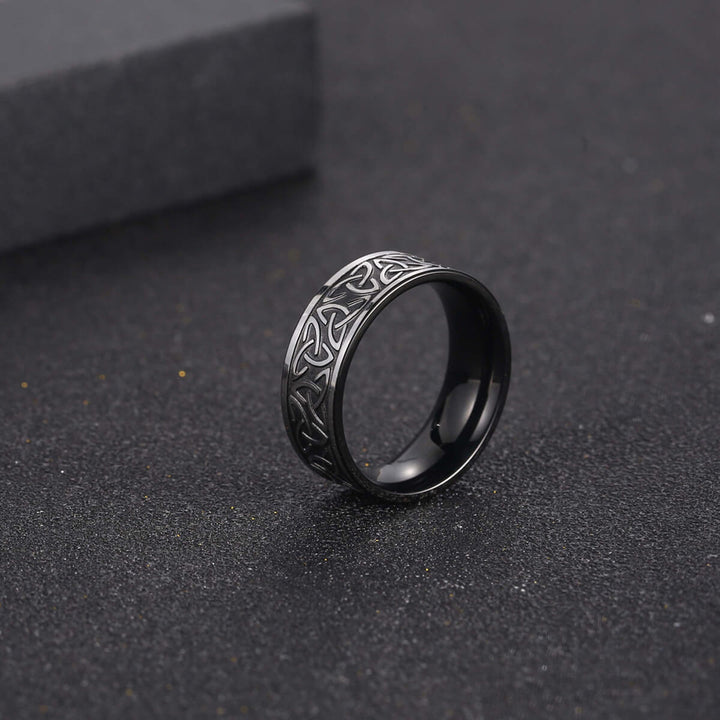 Textured dark steel ring 8mm (steel 316L)