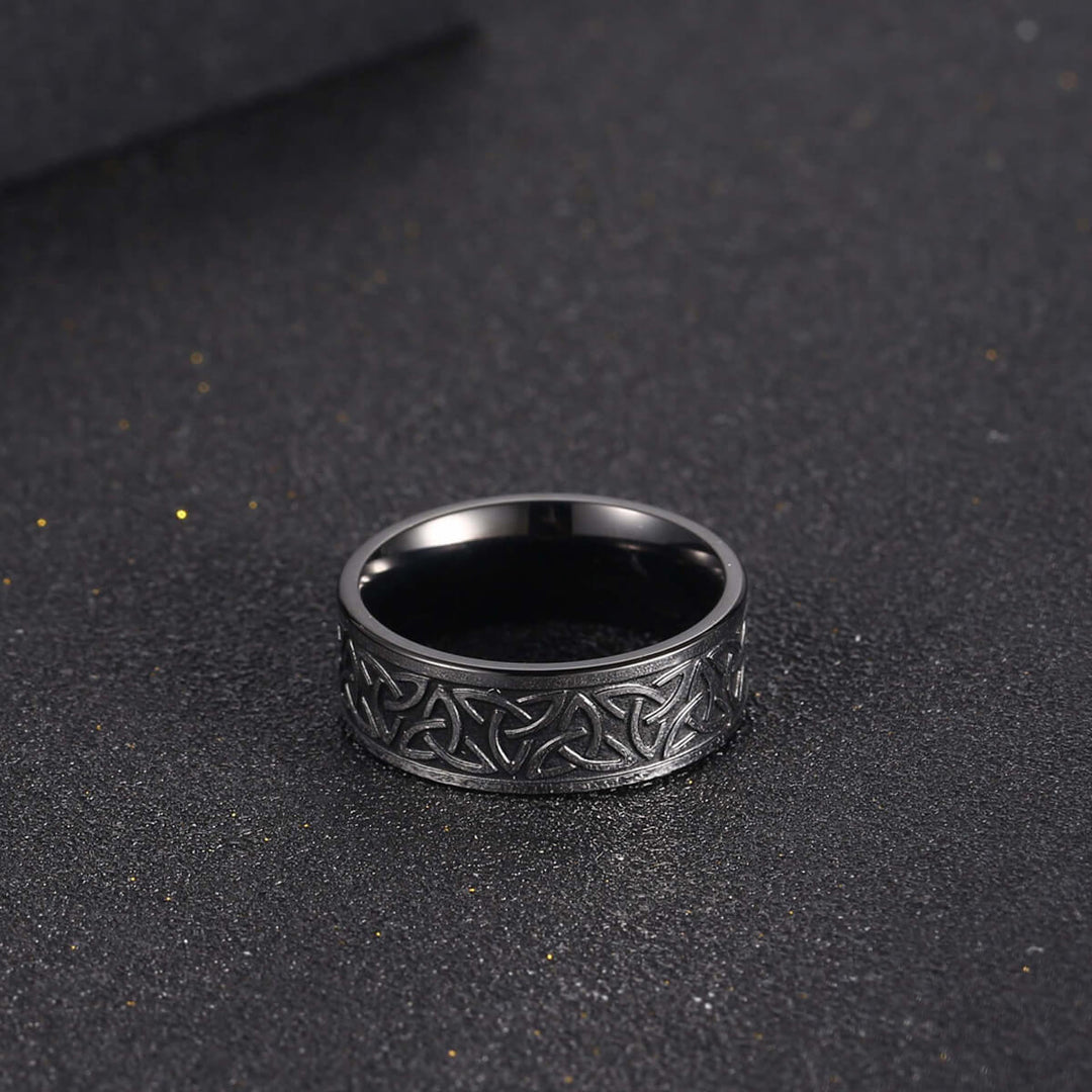 Textured dark steel ring 8mm (steel 316L)