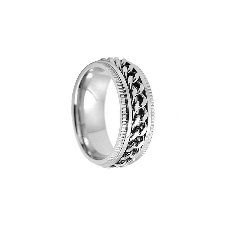 Rotating chain ring spinner silver (Steel 316L)