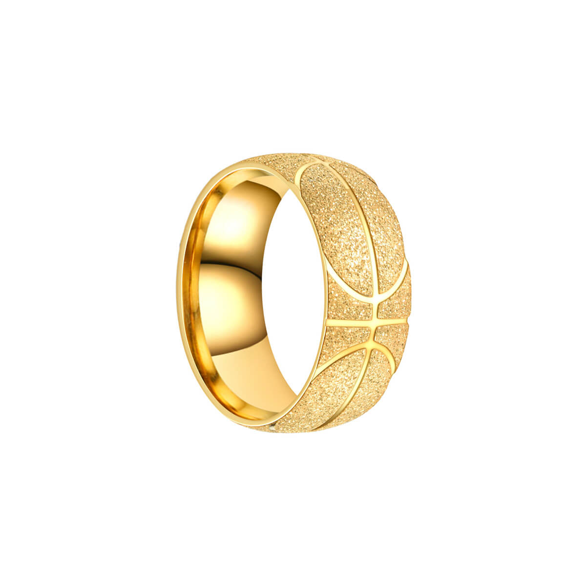 Sparkling gold plated basketball ring 8mm (Steel 316L)