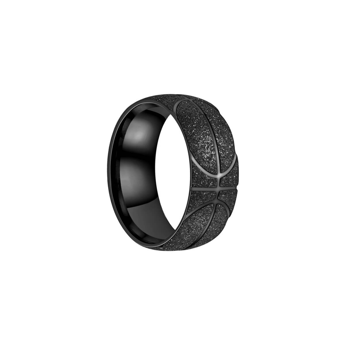 Sparkling black basketball ring 8mm (Steel 316L)