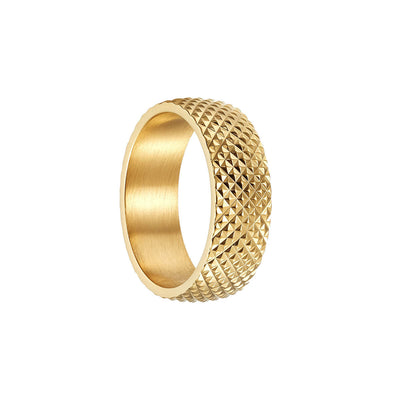 Rough lattice ring 8mm gold (steel 316L)
