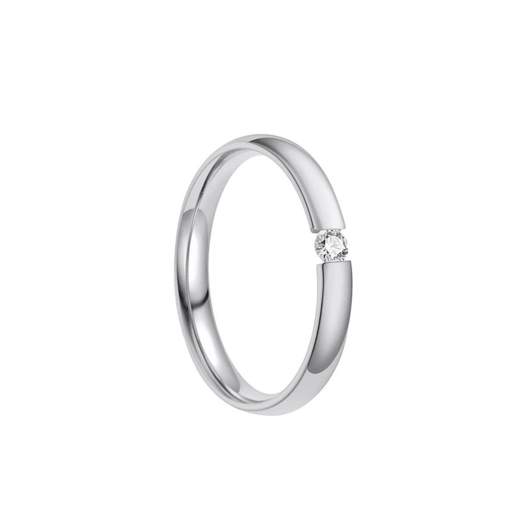 Schmaler Ring mit Zirkoniastein 3mm (Stahl 316L)