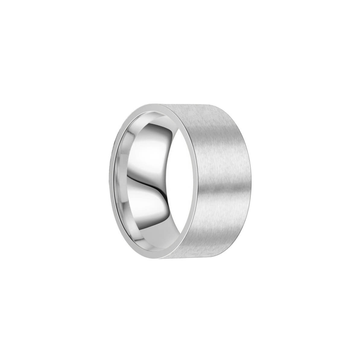 Brushed steel ring flat wide ring 10mm