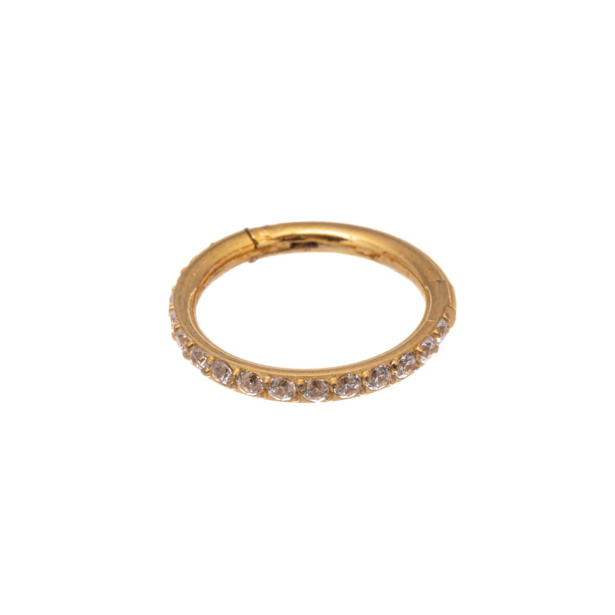 Gold plated hinged segment ring clicker pebbled 1.2mm (steel 316L)