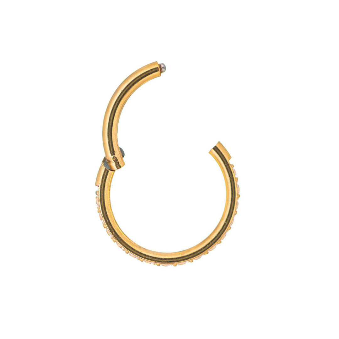 Gold plated hinged segment ring clicker pebbled 1.2mm (steel 316L)