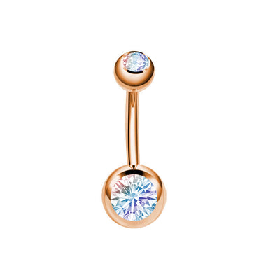 Rose gold plated stone button earring 10mm (Steel 316L)