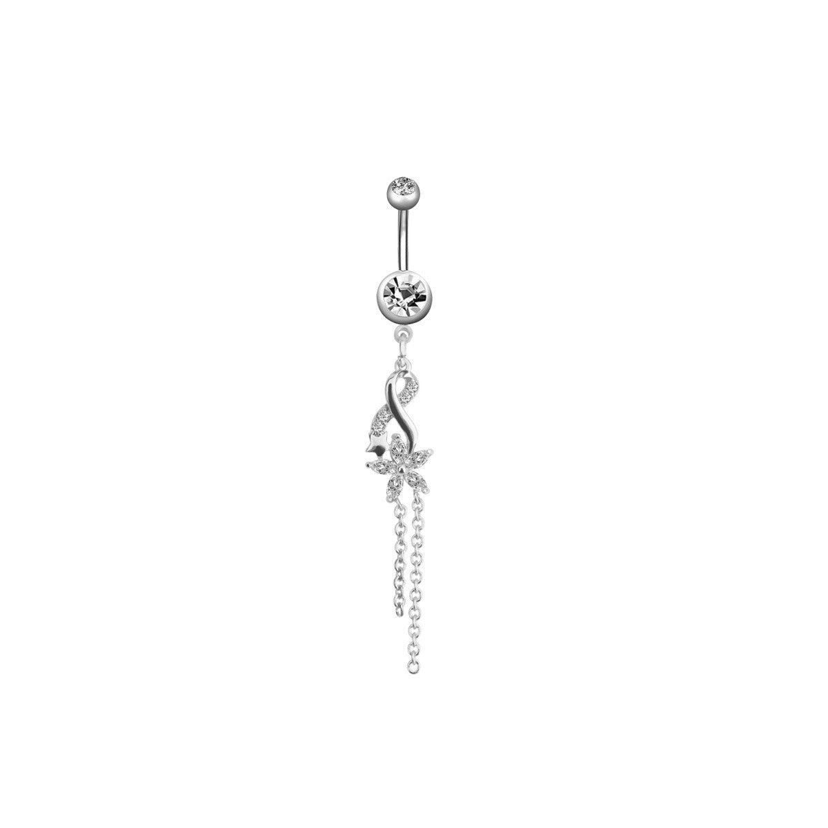 Zirconia flower chain necklace (steel 316L)