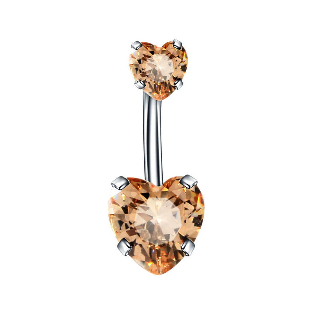 Heart zirconia button chain (Steel 316L)