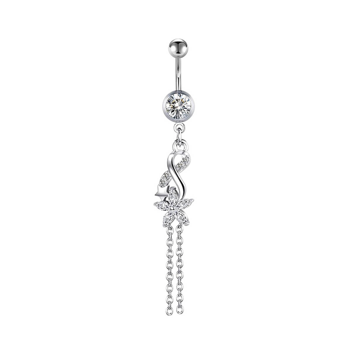 Zirconia flower chain necklace (steel 316L)