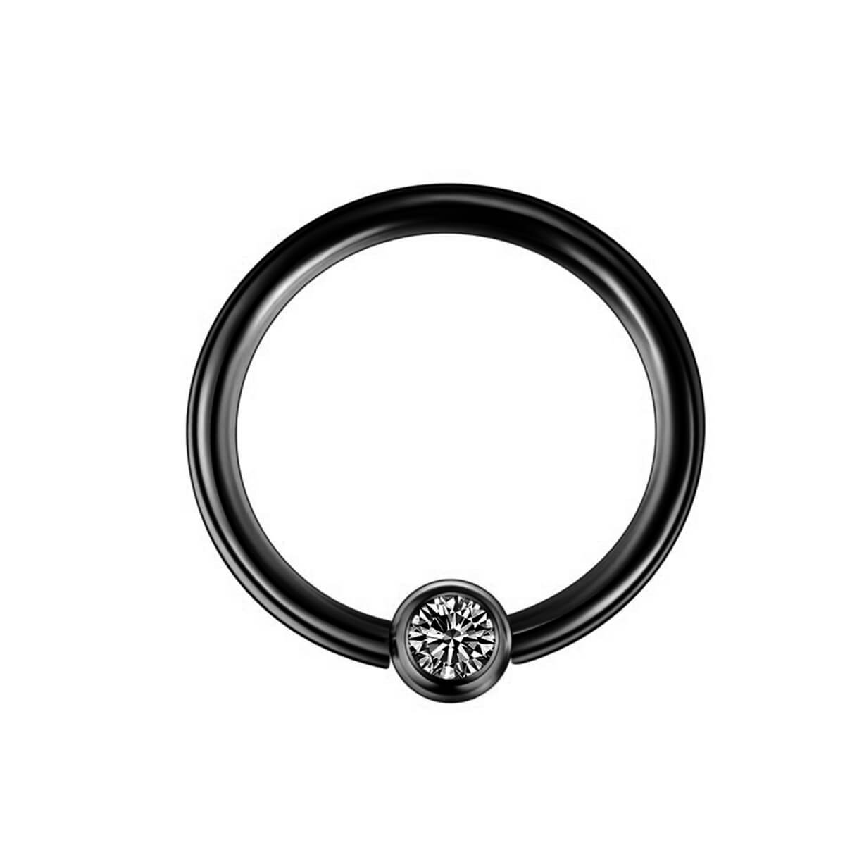 Stone piercing ring black 1.2mm (steel 316L)