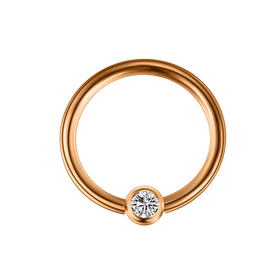 Jewel piercing ring rose gold 1.2mm (steel 316L)
