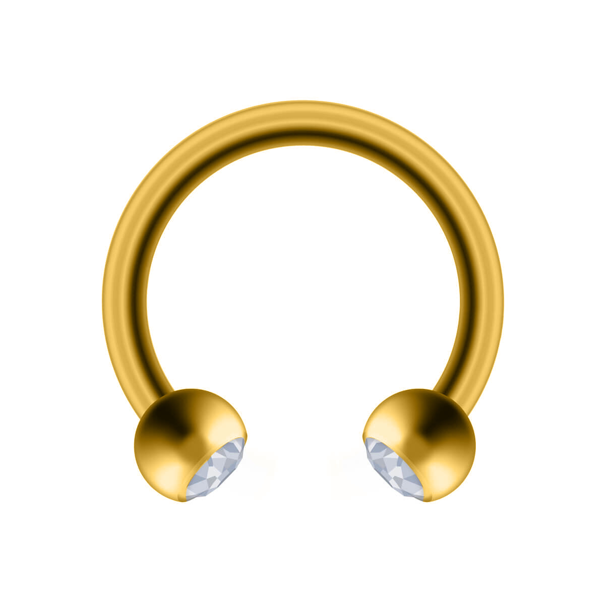 Horseshoe with gold plated stones 1.2mm (steel 316L)