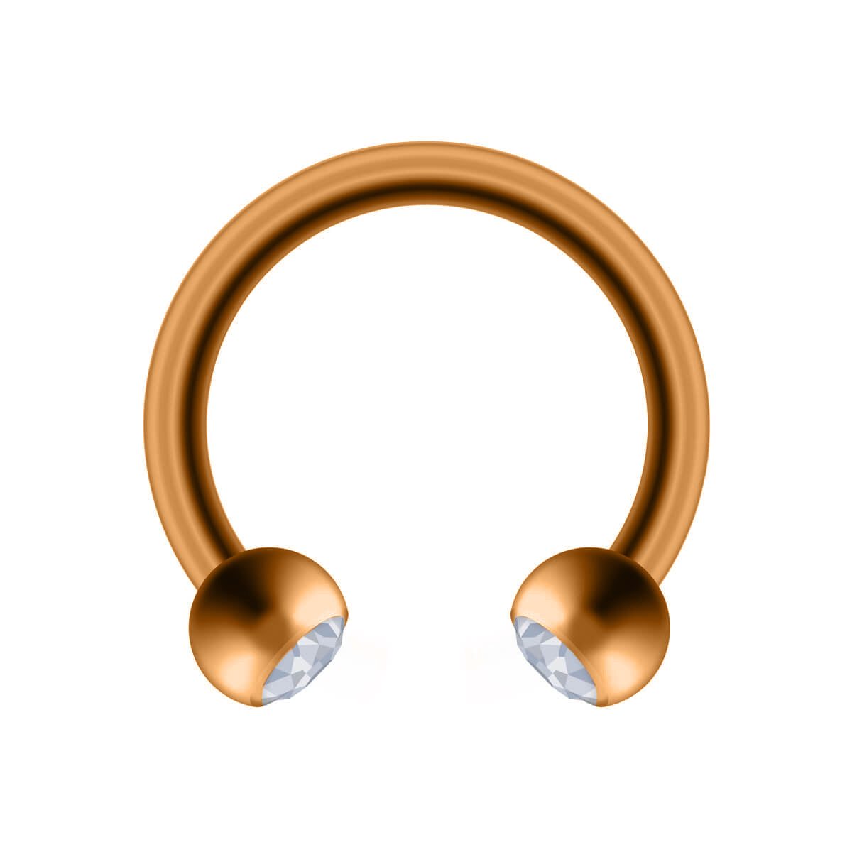 Horseshoe with rose gold plated stones 1.2mm (steel 316L)