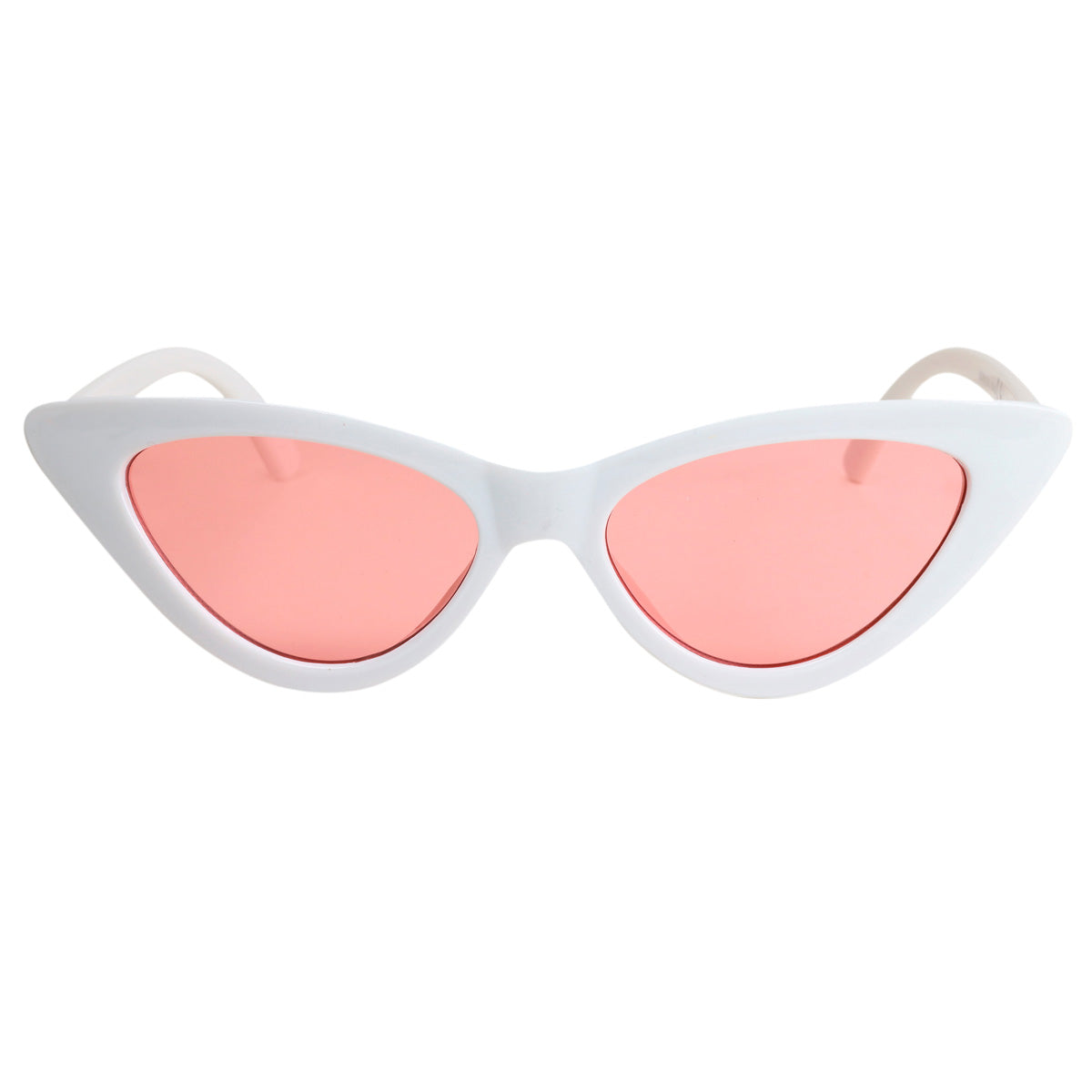 Cat -like white sunglasses colored lens