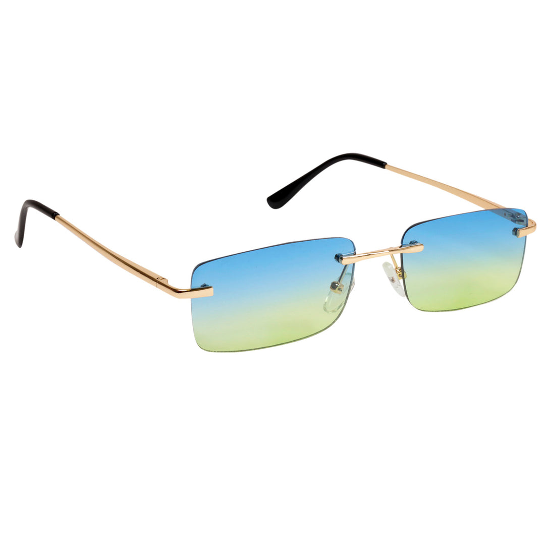 Low rectangular sunglasses without frames