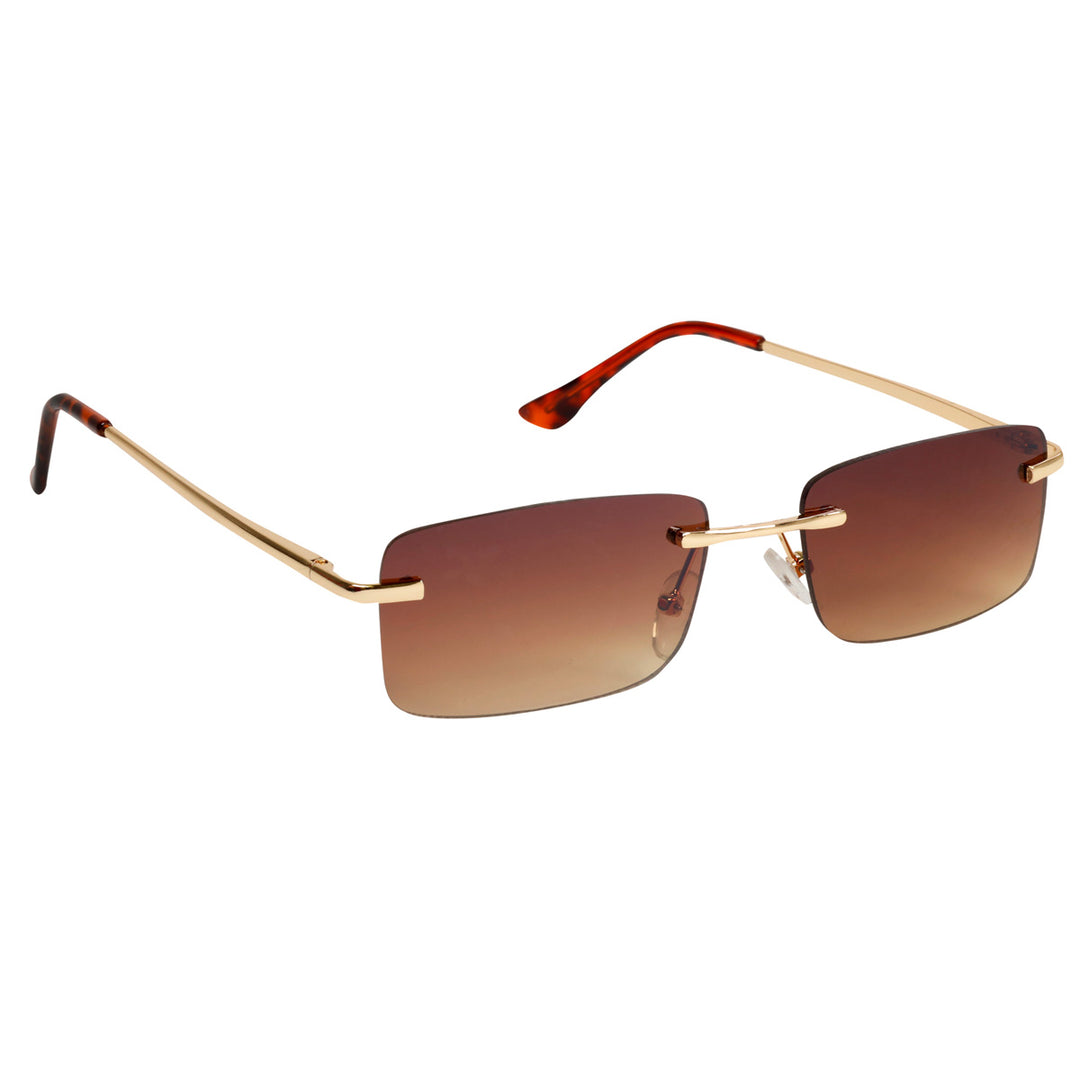 Low rectangular sunglasses without frames