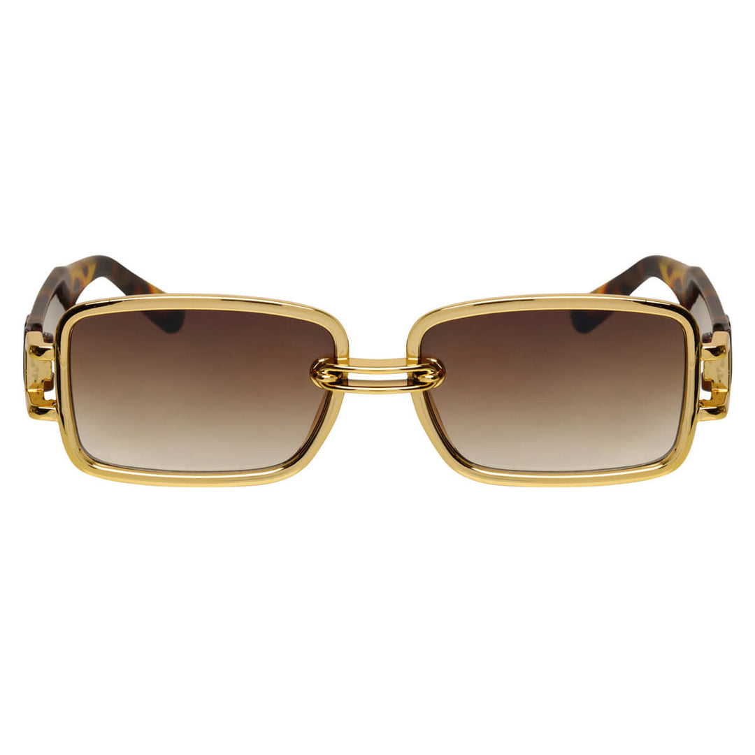 Rectangular sunglasses with metallic shine frames