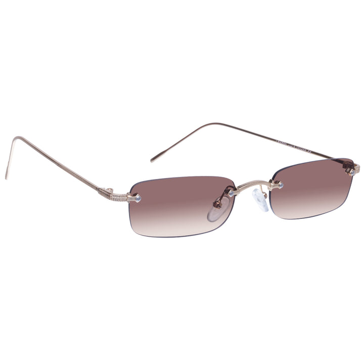 Low rectangular sunglasses without frames