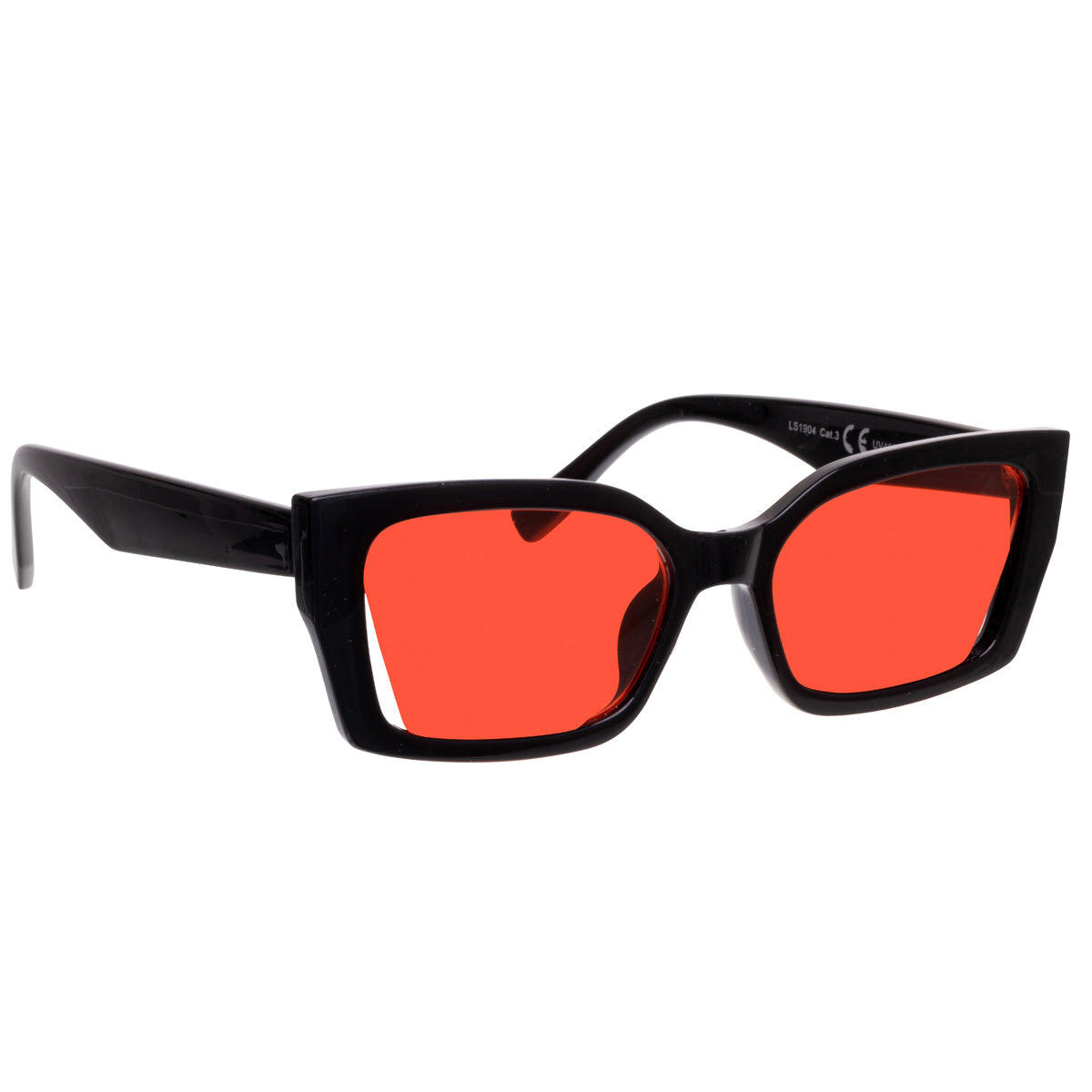 Rectangular angled sunglasses with open lens