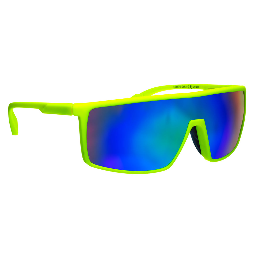 Sportliche bunte Sonnenbrille mit flachem Deckel