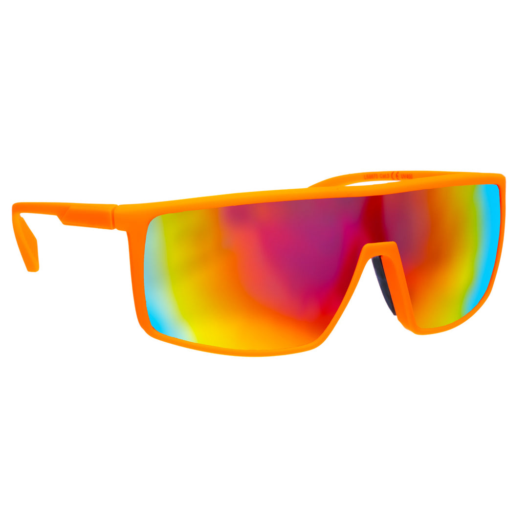 Sportliche bunte Sonnenbrille mit flachem Deckel