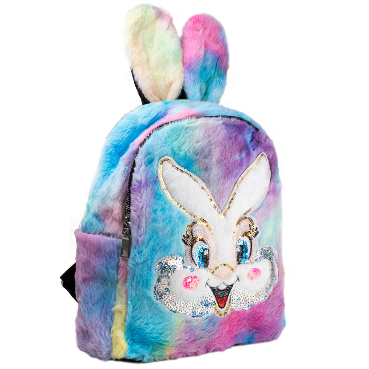 Children's fluffy bunny backpack multicolored