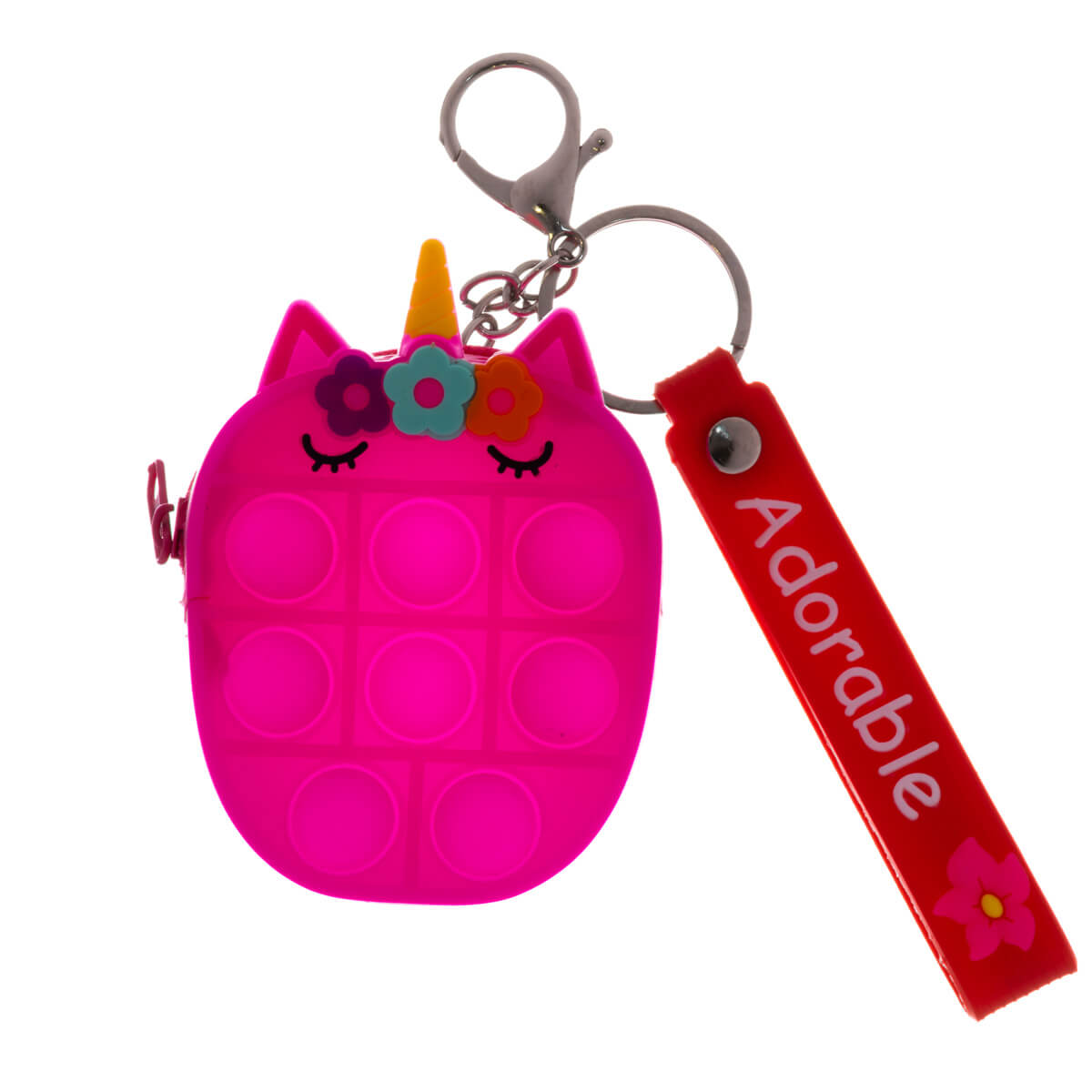 Unicorn pop it keychain and purse