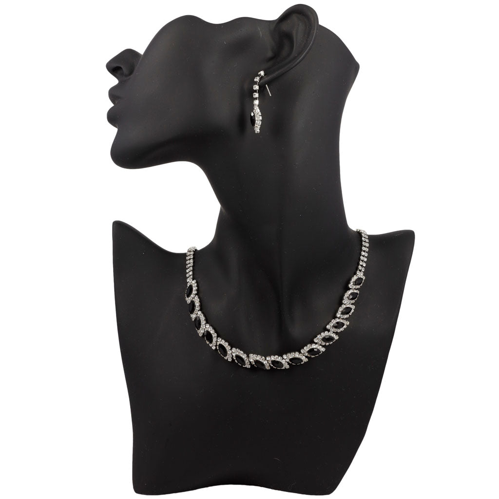 Black -and -stone party jewelry set