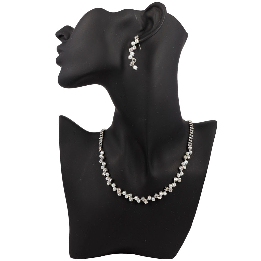 Pearl necklace rhinestone for party jewelery set
