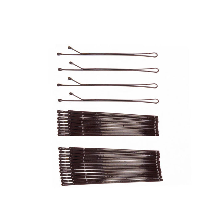 Tasainen hiuspinni 6 cm 24 kpl – ruskea