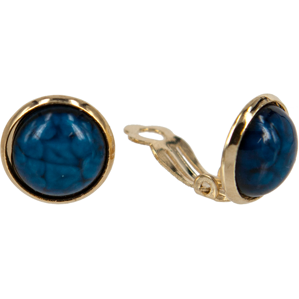 Marble -patterned clip earrings